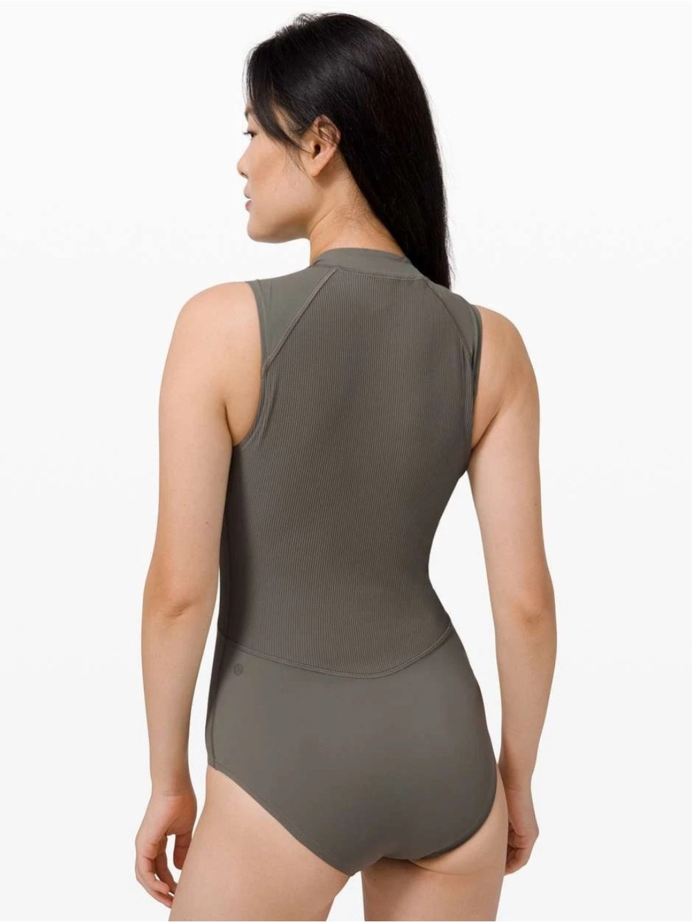 Lululemon Wade the Waters Paddle Swim Suit Grey Sage Sz 6 NWOT Athletic Beach